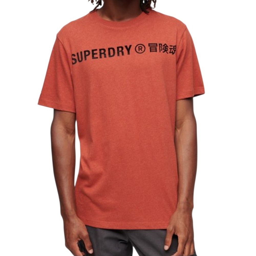 SUPERDRY Men's Workwear Logo Graphic T-Shirt Sz Medium Burnt Orange Streetwear